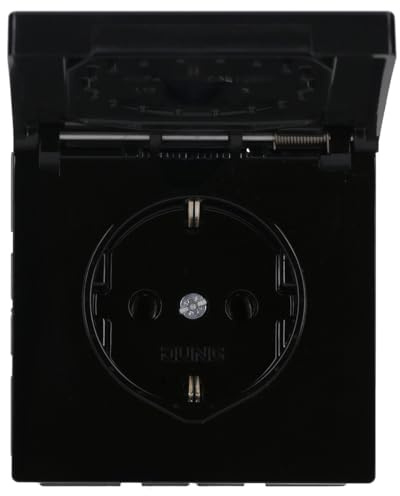 JUNG LS1520KLSW SCHUKO Steckdose mit Klappdeckel Schwarz Serie LS