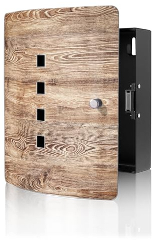 banjado Design Schlüsselkasten aus Edelstahl für 10 Schlüssel - Schlüsselschrank zur Schlüssel Aufbewahrung 24 x 21,5 x 7cm groß mit praktischem Magnetverschluss - Motiv Maserung