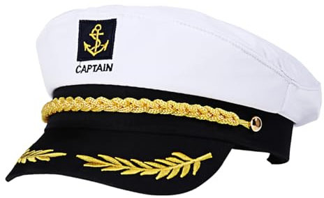 BESTOYARD Kapitänsmütze für Erwachsene, Verstellbare Marine MüTze für Herren, Yacht Matrosenmütze, Schiff Seemannsmütze Seemann Karneval, Halloween, Mottoparty Accessoires (Weiß)