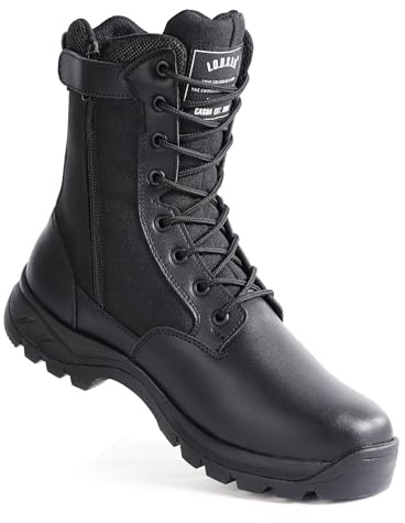 IODSON 8 Durchstichfeste Kampfstiefel Leicht Militär Stiefel Schwarz Springerstiefel Motorradstiefel Einsatzstiefel Herren&Damen mit seitlichen YKK-Reißverschlüssen Schwarz 44