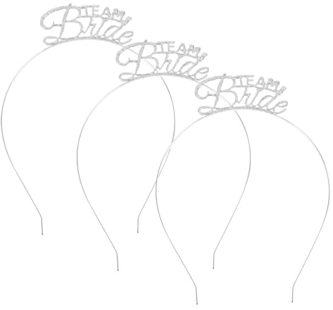 minkissy 3 x Team-Braut-Tiara, Junggesellinnenabschied, Haarband, Party-Dekorationen, Zubehör für Frauen und Mädchen, Silber, silber, 3 count (Pack of 1)