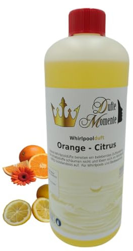 Dufte Momente | Whirlpool Duft 1000ml | Orange - Citrus | mit naturreinen und natürlichen ätherischen Ölen | kein Schaum | vegan und ohne Tierversuche