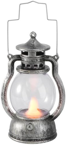 Yardwe Mini LED Lantern Vintage Candle Lamp: Costume Lamp Battery Operated Vintage Lantern Indoor Hurricane Lantern Kerosene Lamp for Wedding Birthday Party Decor (with Battery)