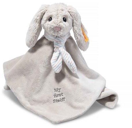 Steiff Kuscheltier Hoppie Hase Schmusetuch, Süßes Stofftier, Jungen, Mädchen & Babys ab 0 Monaten, Friends, 26 cm, Hellgrau, 242250
