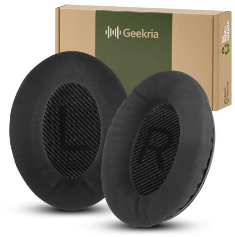 Geekria Komfort-Ohrpolster aus laminiertem Stoff für Bose QuietComfort QC45/35 II/35/25/15/SE, QC35 II Gaming, AE2/2i/2w, SoundTrue, SoundLink AE2 (Schwarz)