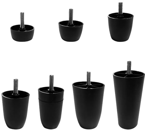 TENDEEVOLUTION Möbelfüße aus Kunststoff, Schwarze Füße für Möbel, Sofa, Schrankfüße, Möbelbeine, Robuste Möbelfuß, PVC-Sofabasis Sessellift (Höhe 6 cm)