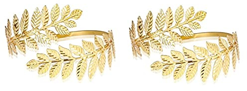 1 par de pulseras de moda con diseño de hojas de remolino para la parte superior del brazo, brazalete abierto y ajustable, a la moda, Metal, No es una piedra preciosa