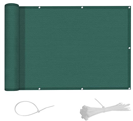 AXT SHADE Brise Vue Balcon 90x300cm HDPE Cache Vue Balcon Protection UV Opaque Résistant aux Contre Vent avec Trous et Serre Câbles pour Exterieur Terrasse-Vert
