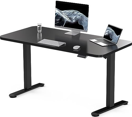 Flamaker Höhenverstellbarer Schreibtisch 120 x 70 cm, Schreibtisch Höhenverstellbar Elektrisch mit Memory Funktion, Computertisch mit Kabelmanagement, Standing Desk, Stehpult, Bürotisch, Schwarz