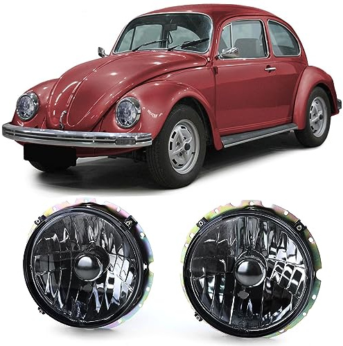 Klarglas Scheinwerfer Set Schwarz Smoke für VW Käfer 1303 + Cabrio ab 1973