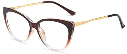 LJCZKA Montatura Occhiali da Vista Donna in Metallo, Occhiali Anti Luce Blu Occhi di Gatto Antiriflesso per Computer Gioco Lettura