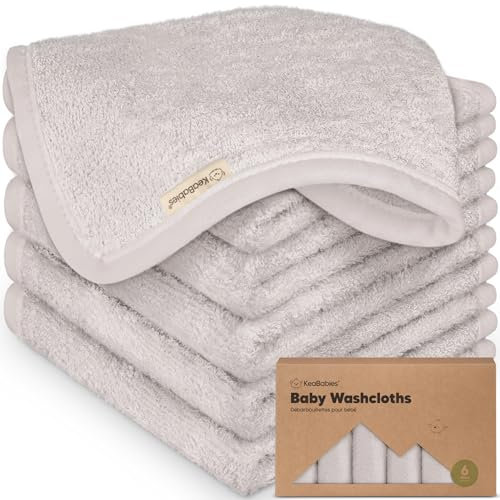 6-Pack Babywaschlappen - Weiche Bambus-Waschlappen für Babys, Kinder, Ultra Absorbierende Neugeborenen-Badehandtücher, 25 x 25cm,Sanft für empfindliche Haut(Heather)