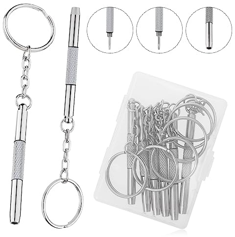 6 Stück Mini Brillen Schraubendreher, 3 in 1 Brillen-Reparatur-Set Edelstahl Screwdriver Schlüsselbund Precision Kleines Schraubenzieher für Sonnenbrillen, Schmuck und Uhren Reparatur