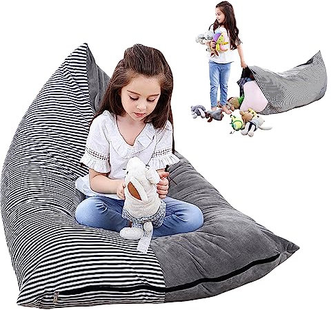 Funda de Puf para Silla de Puf, Juguetes de Peluche Organizador Bolsa de Frijoles, Extra Grande Puf de Almacenamiento de Animales de Peluche para Niños Adolescentes y Adultos, Solo Cubierta (A)