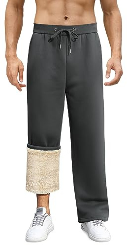 PASUDA Pantaloni da Jogging Uomo Invernali Pantaloni Tuta in Pile Pantalone Jogger Sportivi da Uomo Larghi Casual Cotone Pantaloni Gamba Dritta Trousers con Coulisse e Tasche