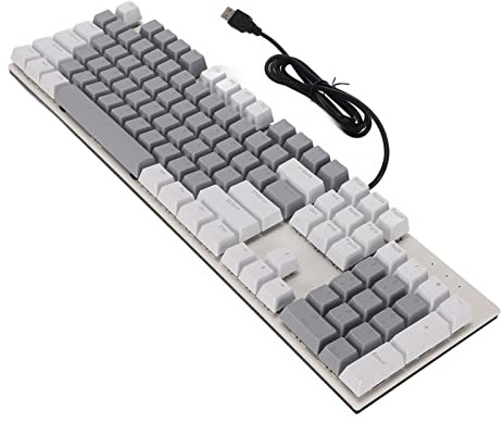 HEEPDD Clavier de Jeu Mécanique Blue Switch Clavier Mécanique Blue Switch Aucun Pilote Requis 104 Touches RVB Ergonomique Résistant aux Rayures pour la Salle de Jeux de Bureau (Blanc et