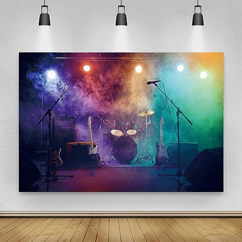 Renaiss 1.5x1m Musik Konzert Bühne Fotokulisse Band Live Shows Vinyl Fotografie Hintergrund Geburtstag Musik Party Musikalische Studio Dekor YouTube Foto Video Requisiten