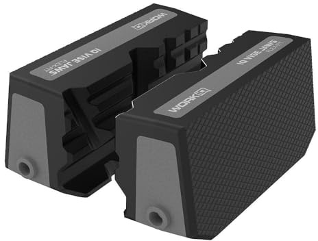 Work IQ Tools Flex Fit Schraubstockbacken, wendbare Multifunktionsbacken, nicht beschädigendes strukturiertes Gummi, 4 vertikale und 3 horizontale Rillen und 160° abgewinkelte Nut für optimale