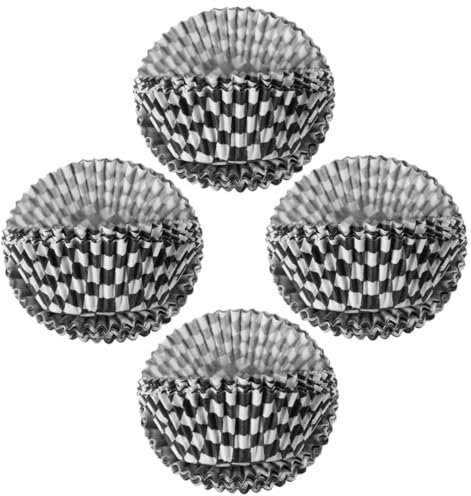 MAGICLULU Pirottini Per Cupcake 100 Pezzi Pirottini Per Cupcake A Scacchi Pirottini Per Muffin Pirottini Di Carta A Scacchiera In Bianco E Nero Supporti Per Cupcake Per La Torta Della Festa