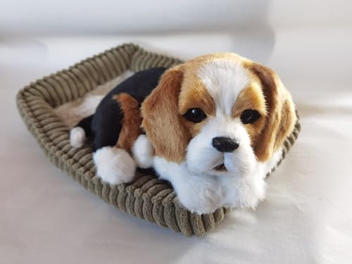 PawFection Pets Beagle Dog, Realistic, Lifelike Stuffed Interactive Nodding Pet Toy, Companion Pet Puppy with 100% Handcrafted Synthetic Fur, Gold; Brown; Black;