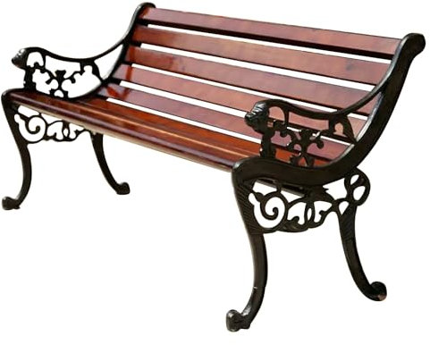 LLZJDDPLY Gartenbank Metall, Gartenbank wetterfest, Sitzbank mit Rückenlehne & Armlehne, Eisenbank for 3 Sitzer, Ruhebank Retro, Gartenmöbel Gusseisen (Color : C, Size : 1.5m)