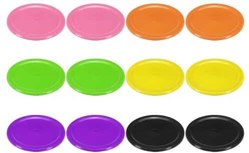 PATIKIL Discos de Air Hockey de 2.5, 12 Unidades de Discos Pesados de Repuesto, Accesorios de Equipamiento, 2 Unidades por Color