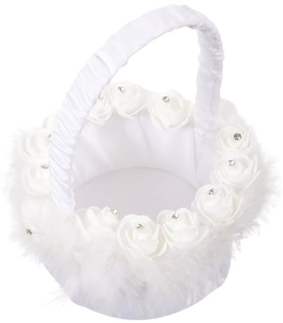 Cabilock Blumenkorb zur Hochzeit hochzeitslaken wedlock Korb für Brautjungfern eleganter Pflanzkorb Geschenkkörbe Aufbewahrungskörbe Hochzeit Braut Blumenkorb Geschenkkorb Rose Blütenkorb