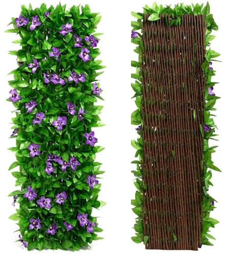 Tacery Artificial Ivy Fence Screening, Privacy Hedge Screen, Expanding Ivy Trellis for Garden, Balcony, Outdoor, Panels