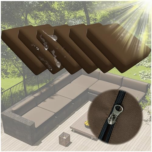 NNSMUN Set de cojin Exterior Funda Cojines para Sillas, Pack de 2/4/6 Unidades, Repelentes al Agua y Transpirables para Salón Cama Silla Oficina Dormitorio Habitacion (Café,60x55cm(6PCS))