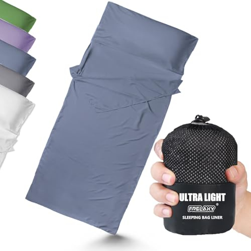 Frelaxy Ultralight Sleeping Bag Liner - Lighter & Compact, 3 Sizes Travel Sheets & Adult Sleep Sack, Comfy Breathable & Silky Soft for Backpacking, Hotel, Camping, Hostels (Navy, 37.4in x 84.6)