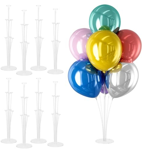 DECOCKRAT 8 Set Balloon Stand Kit - Table Stands With Base, Easy Assembly Sticks, Reusable Holders for Baby Showers, Weddings, Birthdays, Party Decorations