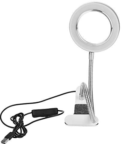 Wanjorlay Desk Table Top 8X Magnifying Glass Beauty Nail Salon Tattoo Magnifier Lamp Light