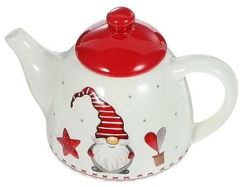 IMIKEYA Christmas Ceramic Teapot Nordic Santa Teaware Embossed Household Tea Kettle Decorative Xmas Party Ceramic Tea Set