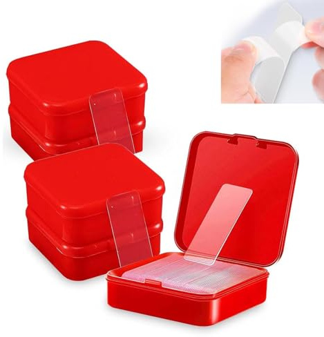 SHUOHONG 300 Pièces Ruban Adhésif Double Face, Adhesif Double Face Extra Fort, Amovible Traceless Bande Antidérapant, Adhésif Double Face Puissant, Double Face Transparent (5Box)