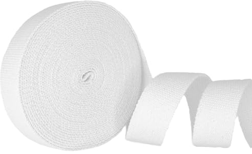 Weißes Baumwollband, 45 m, 25 mm, Baumwoll-Twill-Klebeband, Fischgräten-Rolle zum Nähen, Schrägband, Wimpelkette für Schürzen, Nähen, Schneiderkleidung