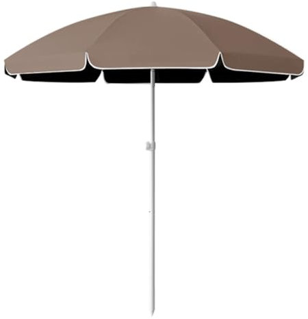 KXWOQ3ED Parasol de plage rond portable, 2,2 m, parasol de jardin, protection UV, parasol de marché, hauteur réglable, marron, 220 cm
