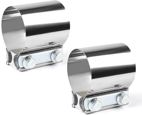 LALAGO 2Pcs Abrazadera de Tubo de Escape Ø56 mm, Abrazadera de Banda de Escape, Conector de Tubo de Escape, Abrazadera Universal de Escape (Ø 56mm / L: 76,2mm)
