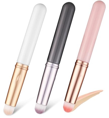 TOPPERFUN Concealer Pinsel Komfortabler Griff mit Kappe 3 Stück Synthetische Fasern und Präzise Applikation für Make Up und Abdeckung unter Augen