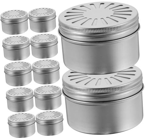 Amosfun Caja De Ambientador Hueca De Aluminio 120ml con Tapa De Rosca, Diseño Ligero y Compacto, para Difusores De Aceites Esenciales, Uso Doméstico y Viaje, Pack De 12 Unidades