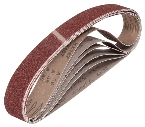 QUARKZMAN 50mm x 915mm Bandas de Lija Set, 6pcs Cintas Abrasivas 36 Grano Correa para Lijadoras Óxido Aluminio para Carpintería Pulido de Metal Afilador de Cuchillo