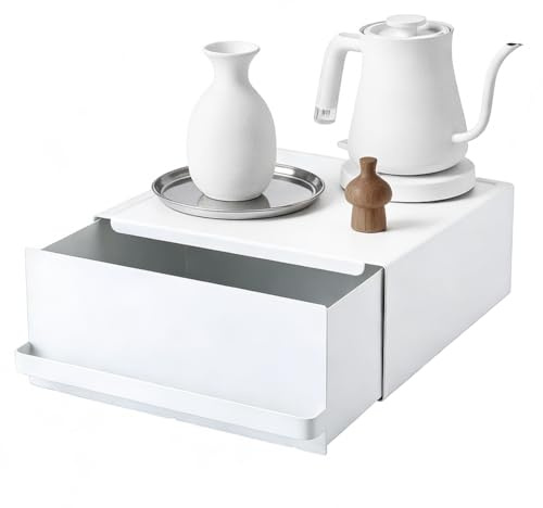 AHANDMAKER Estantería de almacenamiento de acero al carbono con cajones para utensilios de cocina como batidoras y cafeteras 27 x 22 x 10,5 cm blanco