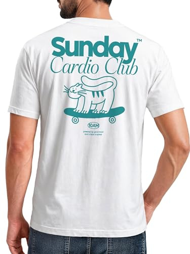 Neverless® Backprint Tshirt Herren Sunday Cardio Club Skater Skateboard Sommer Printshirt Rückendruck Fashion