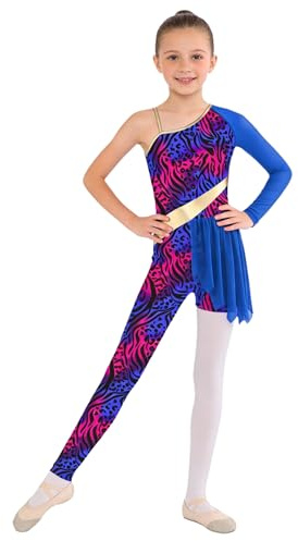 dPois Kids Girls Caveman Dress-up Ballet Dance Unitard Cavegirls Dancewear Leopard Print Bodysuits Jumpsuit