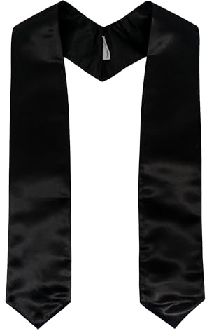 GraduationMall Abschluss Stola für akademische Kirche Priester Chor Stola Stahl 152cm Unisex Erwachsene Schwarz