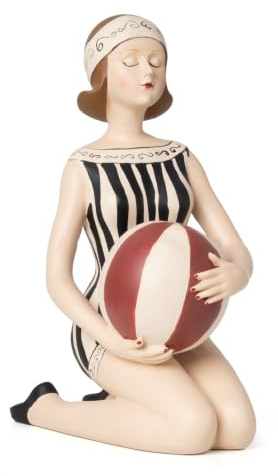 Moritz Dekofigur Figur Pin Up Girl mit Ball Badeanzug Shabby France Antik Stil H21,5cm