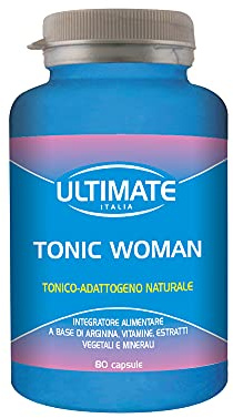 Ultimate Italia - Tonic Woman - 80 capsule - tonico adattogeno per la vitalità femminile - con maca peruviana, arginina, ginseng, ginkgo biloba e damiana, senza glutine e lattosio