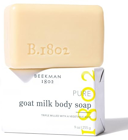 Beekman 1802 Goat Milk Soap – Moisturizing Hand & Body Soap Bar with Shea Butter & Botanical Oils, Triple-Milled, Non-Drying, Made for Sensitive Skin, Fragrance Free 9 oz