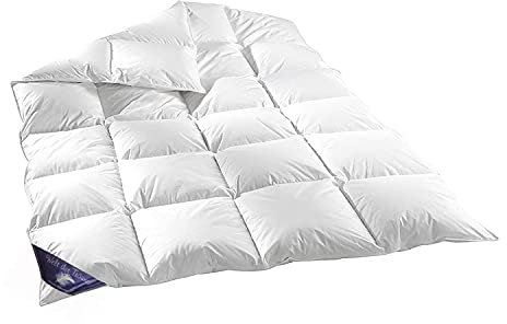 Piumone 100% naturale, 155 x 200 cm, 1000 g, 4 stagioni, Coperta Piumone Matrimoniale, imbottitura per tutto l'anno, trapunta a cassetta, trapunta Down Couette