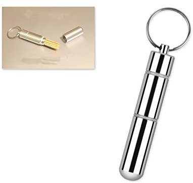 ds. distinctive style Portable porta stuzzicadenti metallo leggero in lega di alluminio da tasca stuzzicadenti box Keychain – argento per idea regalo per la festa del papà