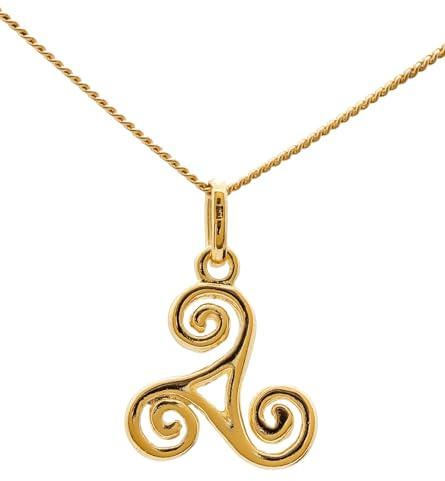 ASCALIDO Collier 45cm | triskell en vrai plaqué or | pendentif triskel | avec chaine et boite | cadeau femme